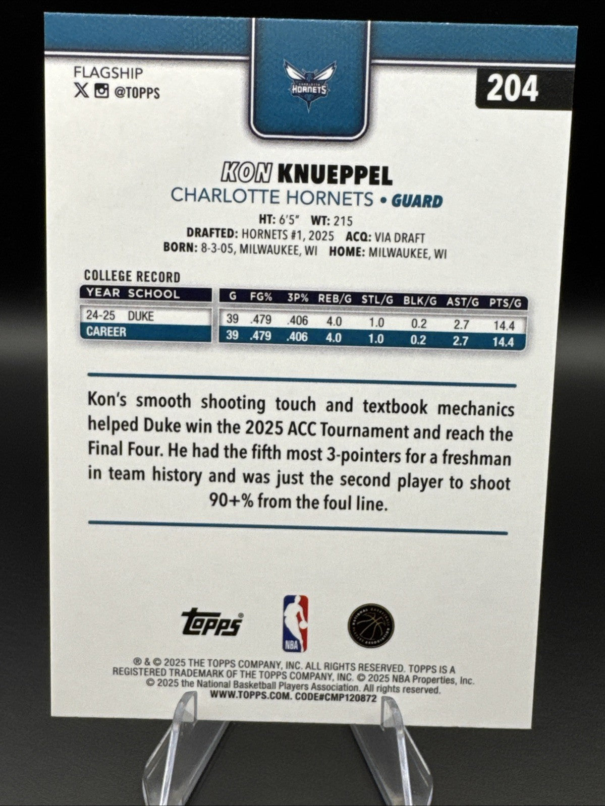 2025-26 Topps - Kon Knueppel #204 (RC) Hornets