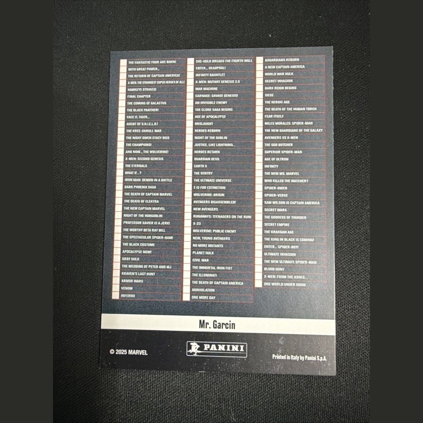 2025 Panini Marvel Anthology - Checklist Card