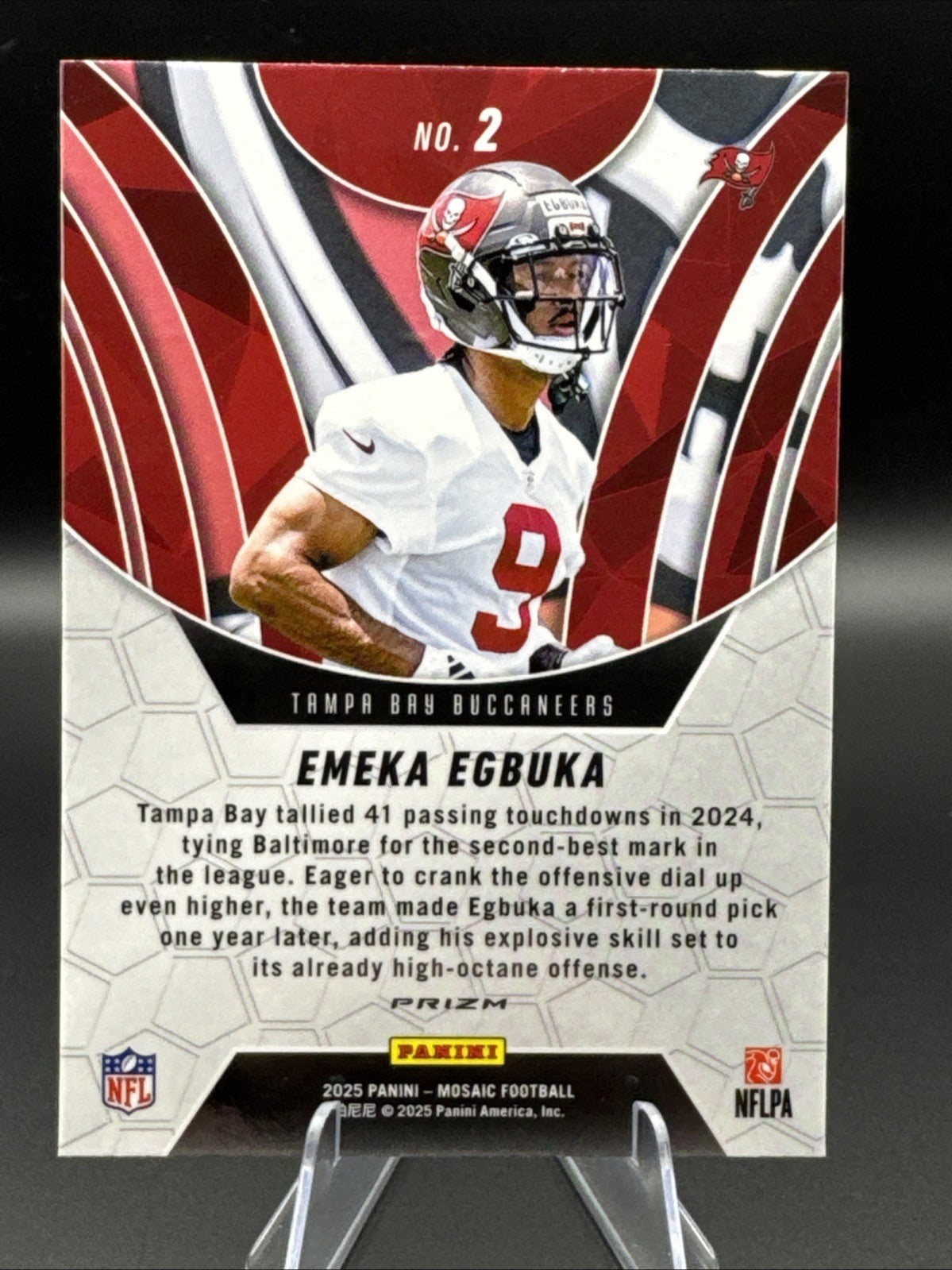 Emeka Egbuka RC: 2025 Mosaic Football -ELEVATE Green Mosaic Prizm -Bucs #2