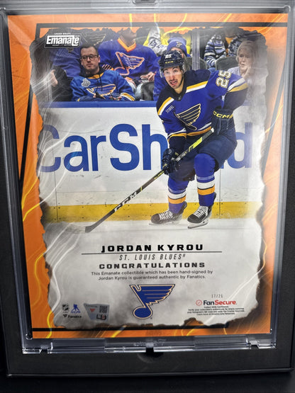 Under Wraps Fanatics 8x10 Autographed Photo Jordan Kyrou 17/25 St Louis Blues