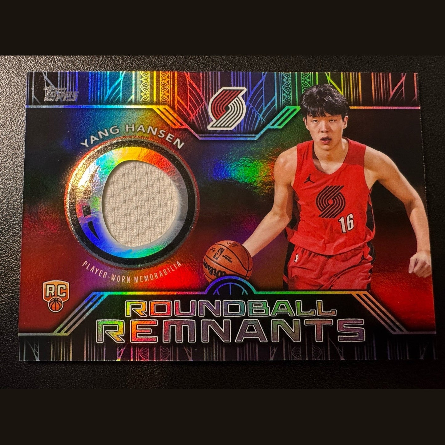 Yang Hansen 2025-2026 Topps Basketball Roundball Remnants Relic RC Trailblazers