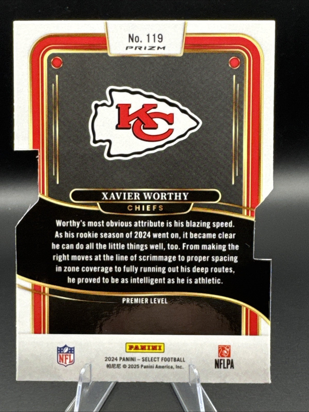 2024 Panini Select 119 Xavier Worthy Silver Prizm Die-Cut (RC) Rookie Chiefs