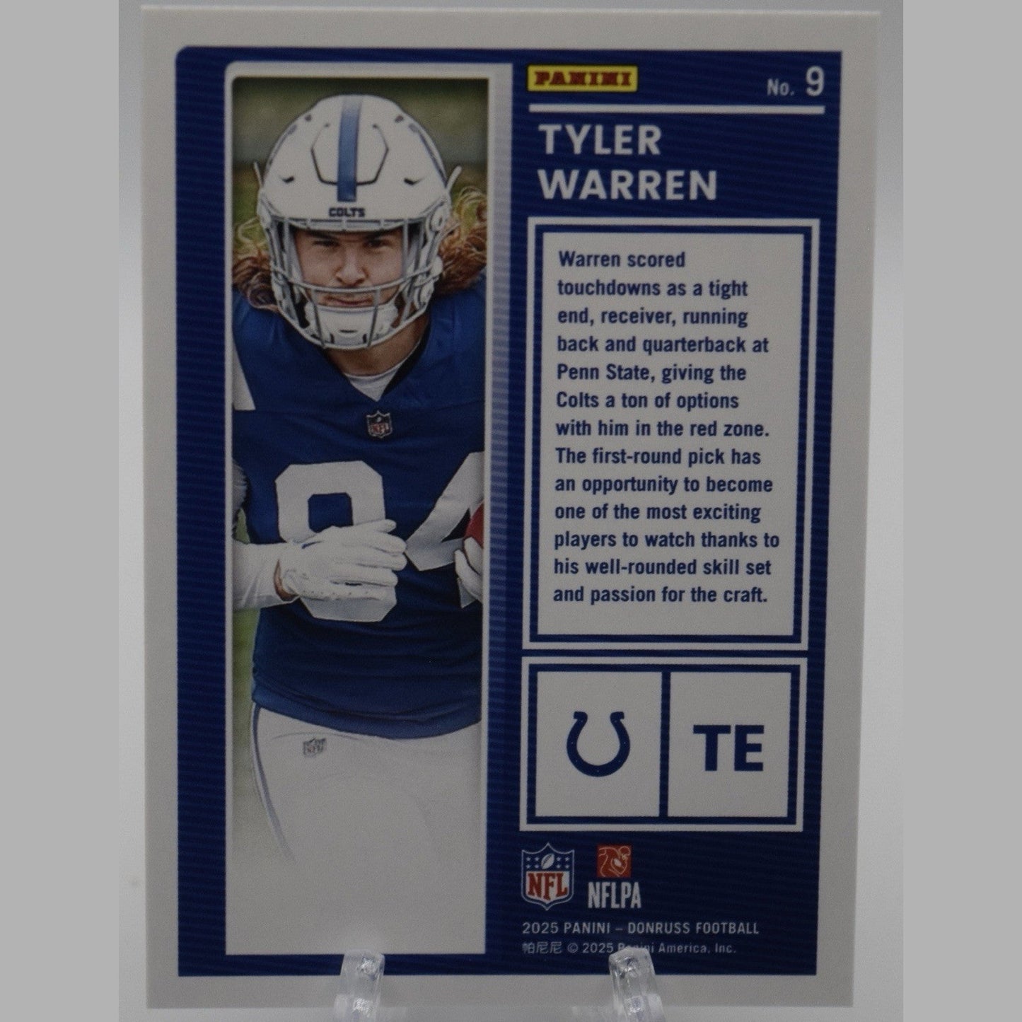 2025 Tyler Warren Panini Donruss #9 "The Rookies" Checkerboard Foil