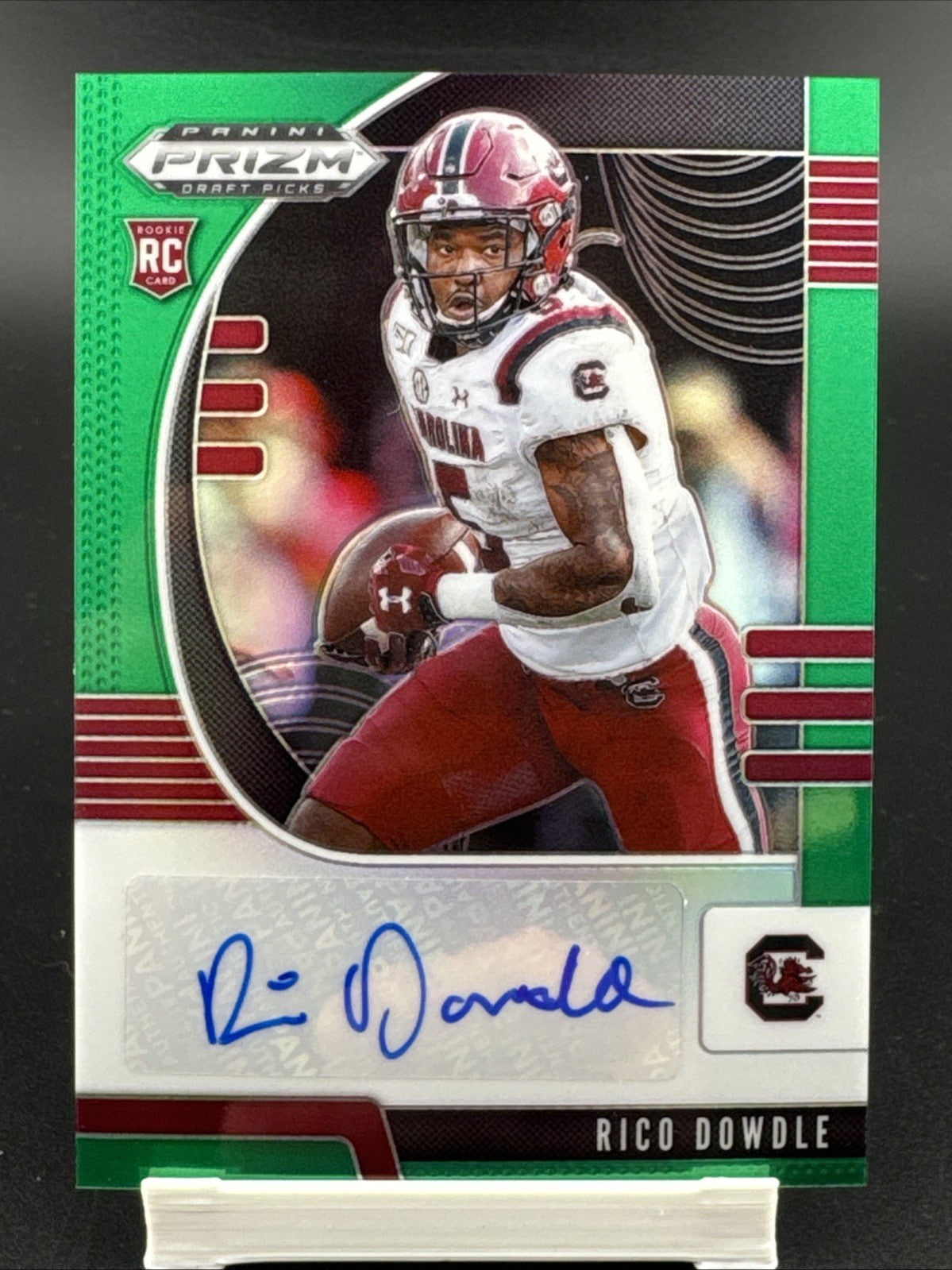 Panini 2020 Prizm Draft Picks Rico Dowdle RC Auto Green #271