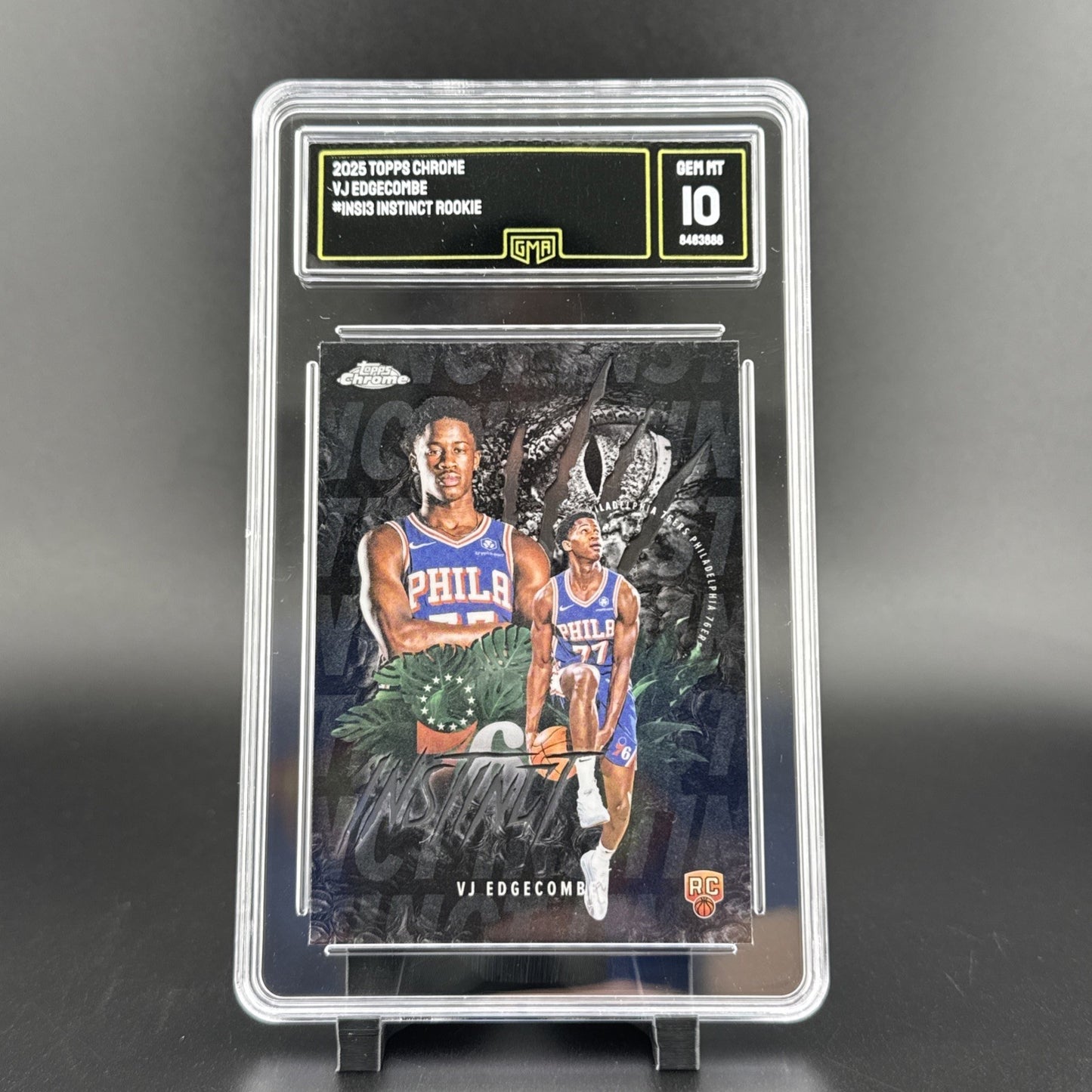 2025 Topps Chrome Basketball VJ Edgecombe Instinct Rookie #INS-13 GMA 10