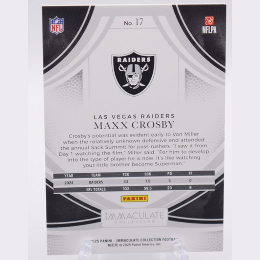 2025 IMMACULATE MAXX CROSBY BLUE 41/50 Las Vegas Raiders