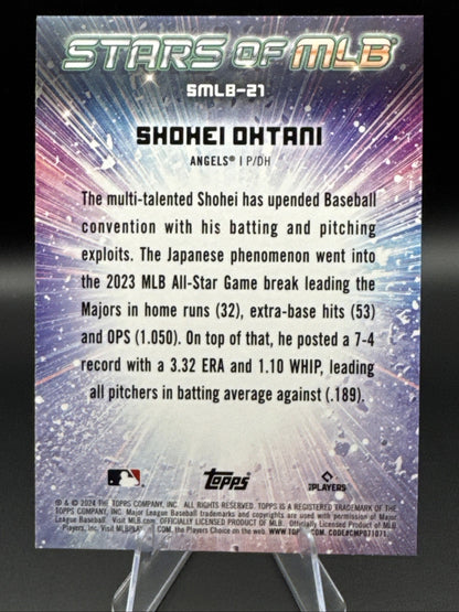 SHOHEI OHTANI Baseball Card 2024 Topps Stars of MLB Insert #SMLB-21 Angels MVP