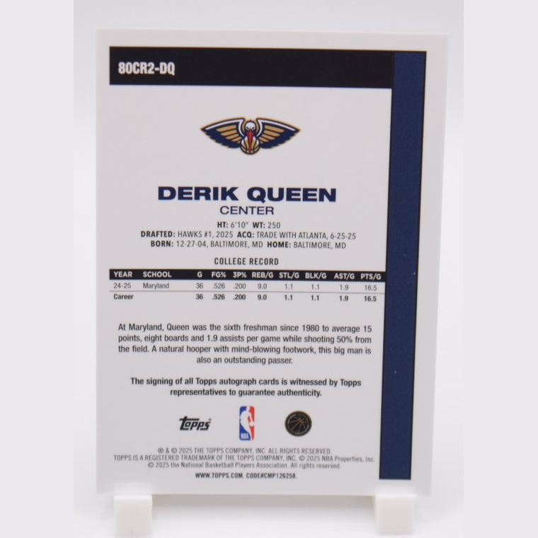 2025-26 Topps Chrome Derik Queen 1980-81 Silver Pack Mojo Rookie Auto #80CR2-DQ