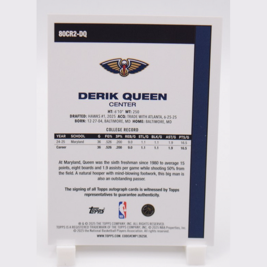 2025-26 Topps Chrome Derik Queen 1980-81 Silver Pack Mojo Rookie Auto #80CR2-DQ