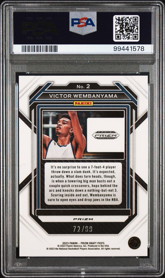 2023-24 Panini Prizm Draft Picks - Victor Wembanyama #2 Blue Ice Prizm /99 (RC)