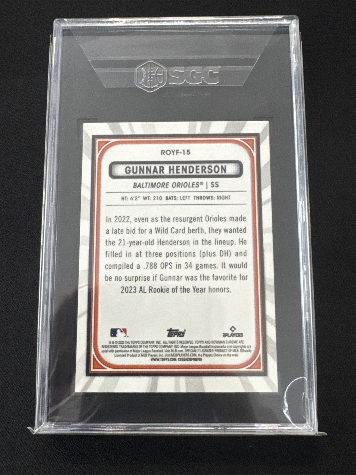 2023 Bowman - Rookie of the Year Favorites Gunnar Henderson #ROYF-15 (RC)