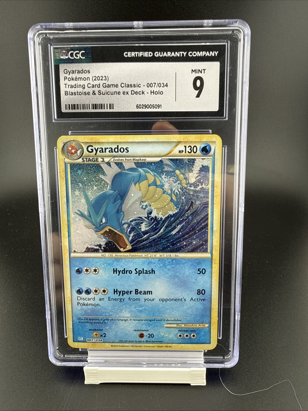 CGC 9 MINT Gyarados 007/034 English Pokémon TCG Classic Holo Blastoise Deck
