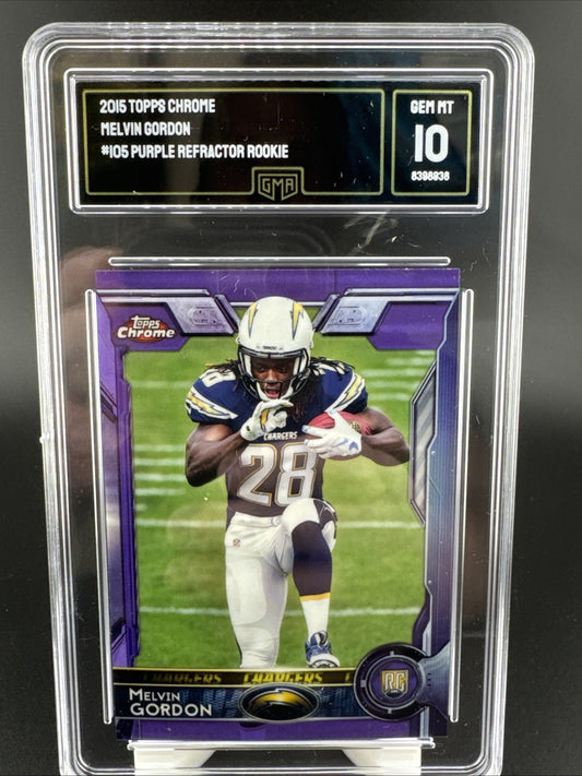 2015 Topps Chrome Rookies Melvin Gordon #105, Purple Ref (RC) GMA GEM MT 10