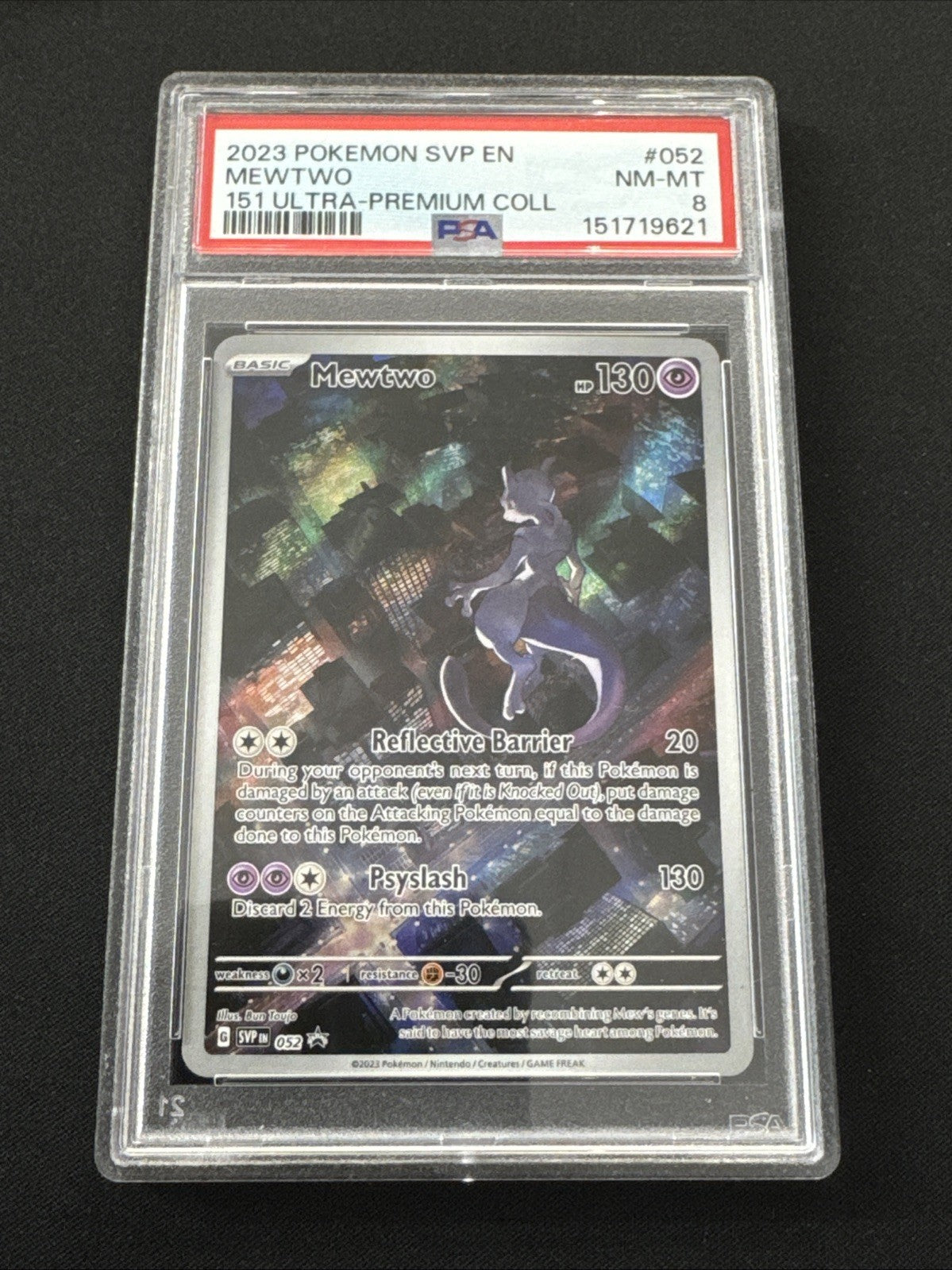Pokemon TCG Mewtwo 151 Promo 52 English Full Art Graded PSA 8