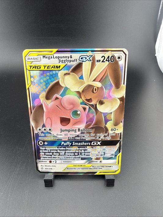 Pokémon Mega Lopunny & Jigglypuff GX TAG TEAM Full Art Holo Ultra Rare 165/236