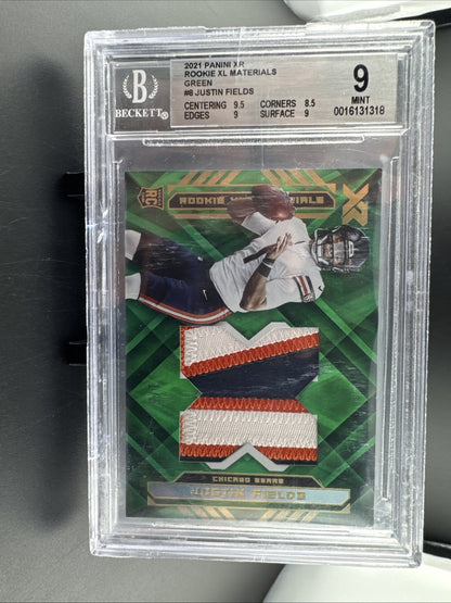 Justin Fields 2021 Panini XR Green Rookie Letter Patch #/5