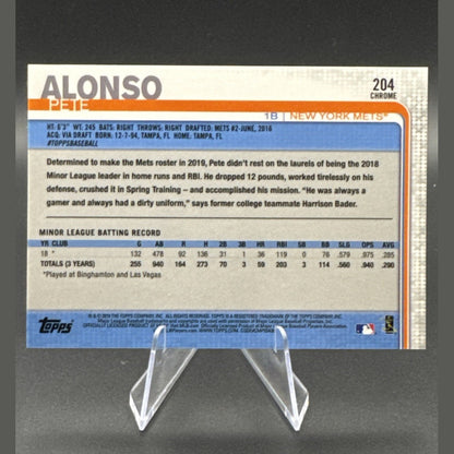 2019 Topps Chrome Pete Alonso Rookie #204 New York Mets Baseball Card