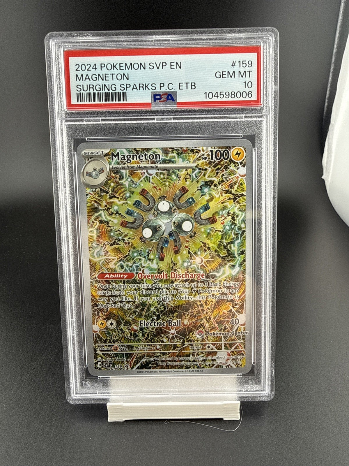 2024 POKEMON SURGING SPARKS POKEMON CENTER ETB PROMO SVP #159 MAGNETON PSA 10