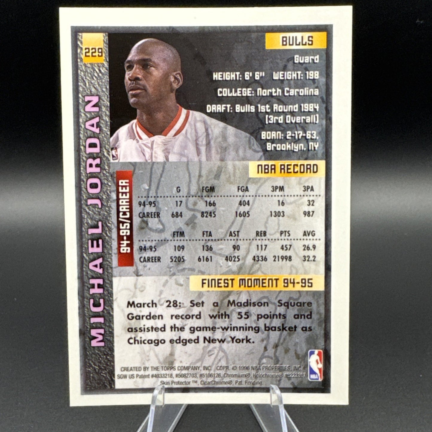 1996 Topps Finest - Michael Jordan #229 With Coating