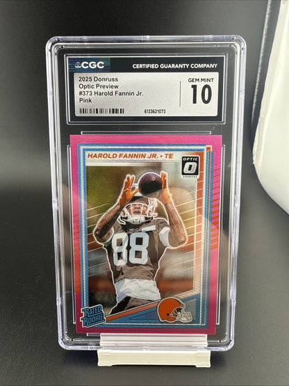 2025 PANINI DONRUSS OPTIC PREVIEW-PINK #373 HAROLD FANNIN JR. ROOKIE RC CGC 10