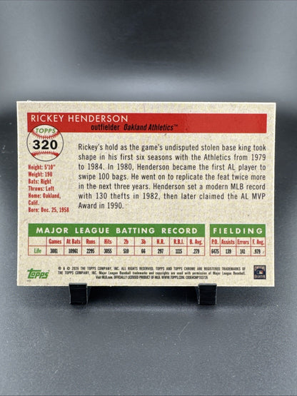 RICKEY HENDERSON 2025 Topps Chrome Platinum Anniversary Logo Refractor #320 /499