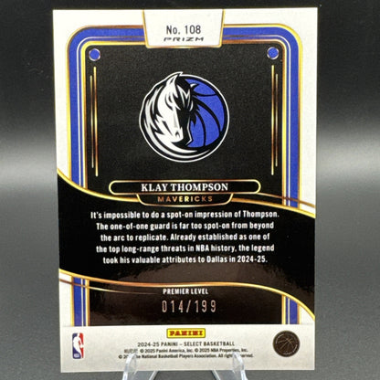 2024-25 Panini Select #108 Klay Thompson Red Prizm 14/199