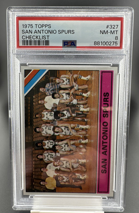 1975-76 Topps - Team Checklist San Antonio Spurs #327 PSA 8
