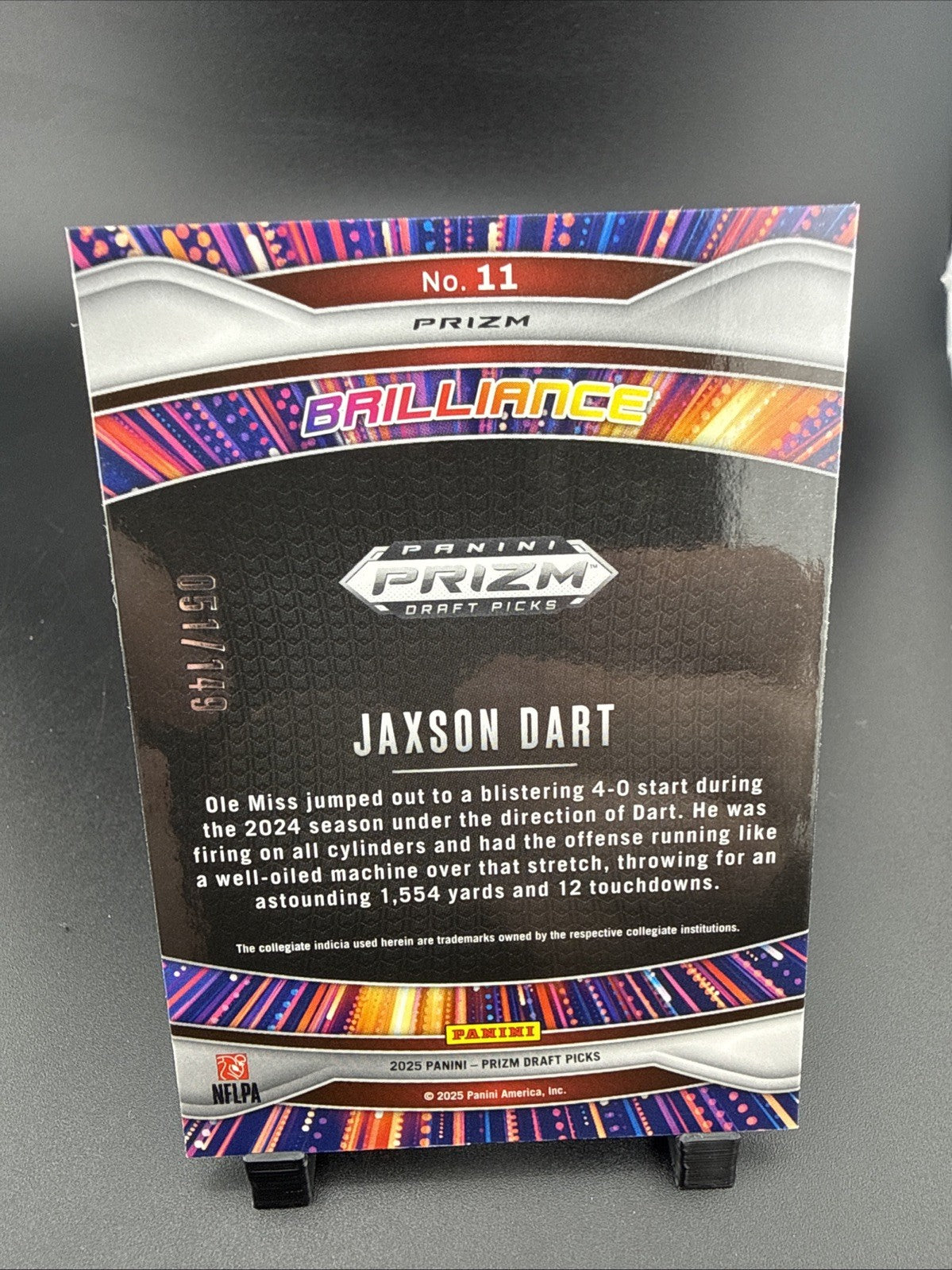 2025 Panini Prizm Draft Picks - Brilliance Jaxson Dart #11 Blue Ice Prizm...