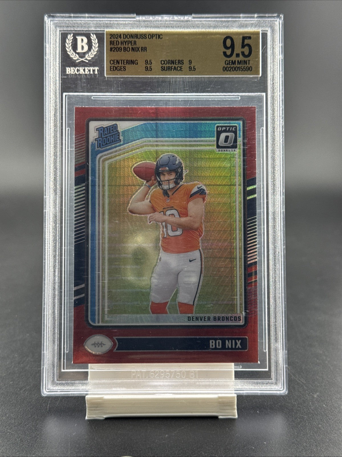 2024 Panini Donruss Optic - Rated Rookie Bo Nix #209 Red Hyper Prizm (RC)BGS 9.5