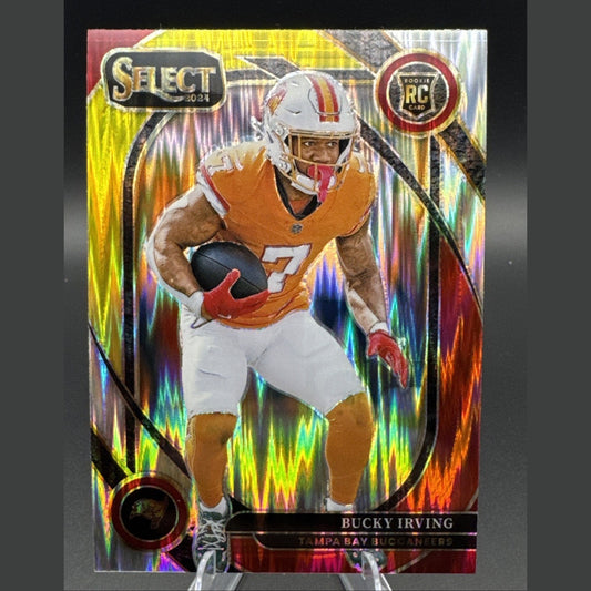 2024 Panini Select - Club Level Bucky Irving #239 Red & Yellow Shock Prizm (RC)