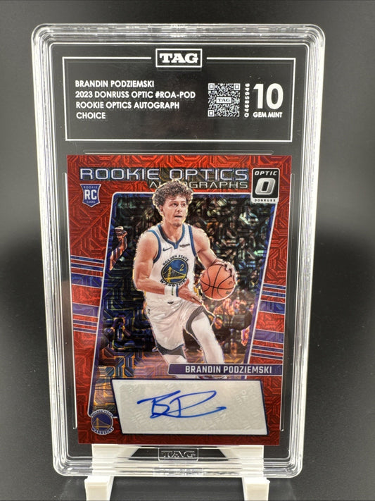 2023 Donruss Optic #ROA-POD Rookie Brandin Podziemski Optics Auto Choice TAG 10