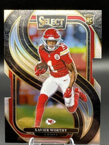 2024 Panini Select 119 Xavier Worthy Silver Prizm Die-Cut (RC) Rookie Chiefs