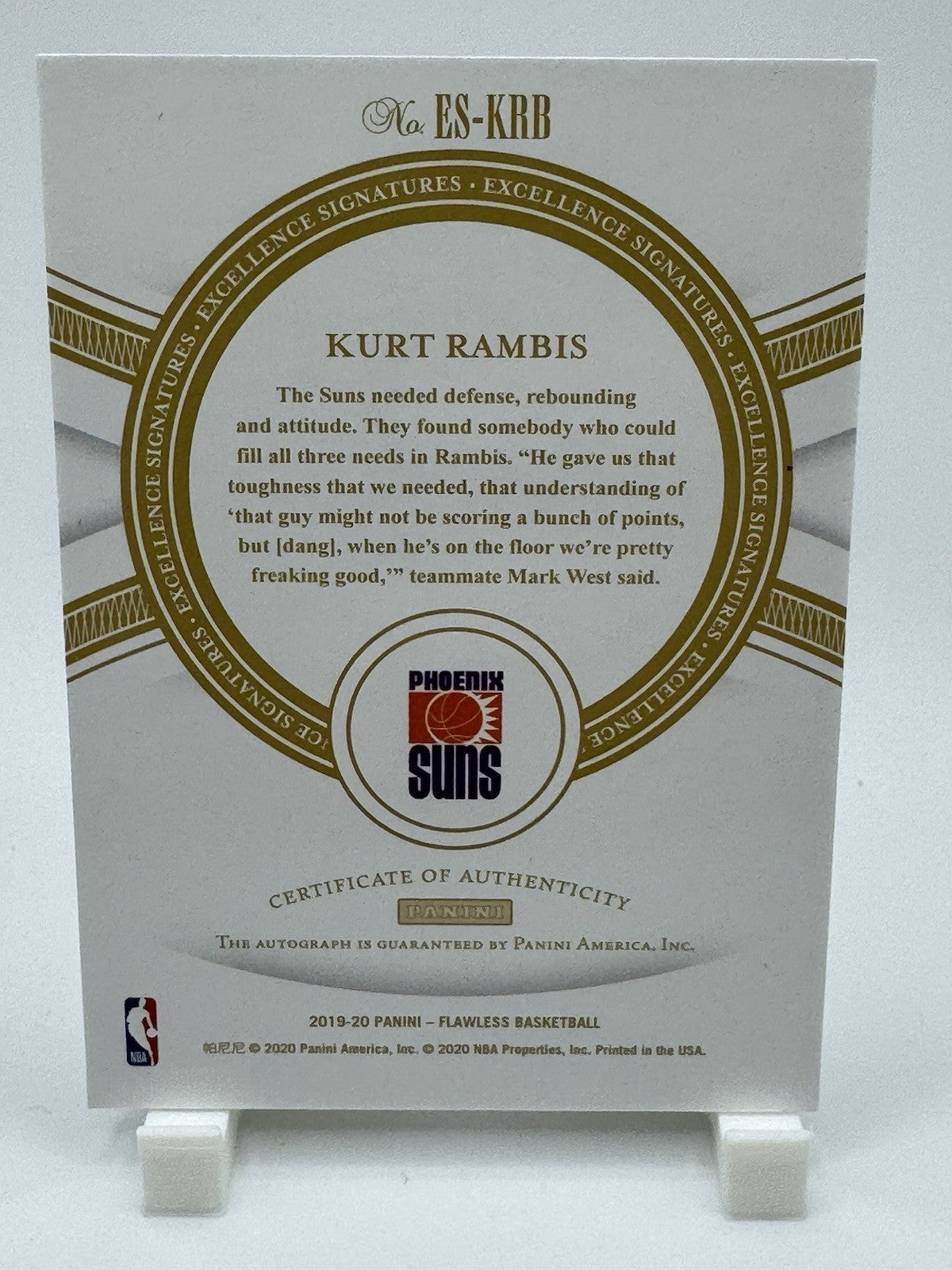 2019-20 Panini Flawless Excellence Signatures Kurt Rambis Auto Phoenix Suns /25