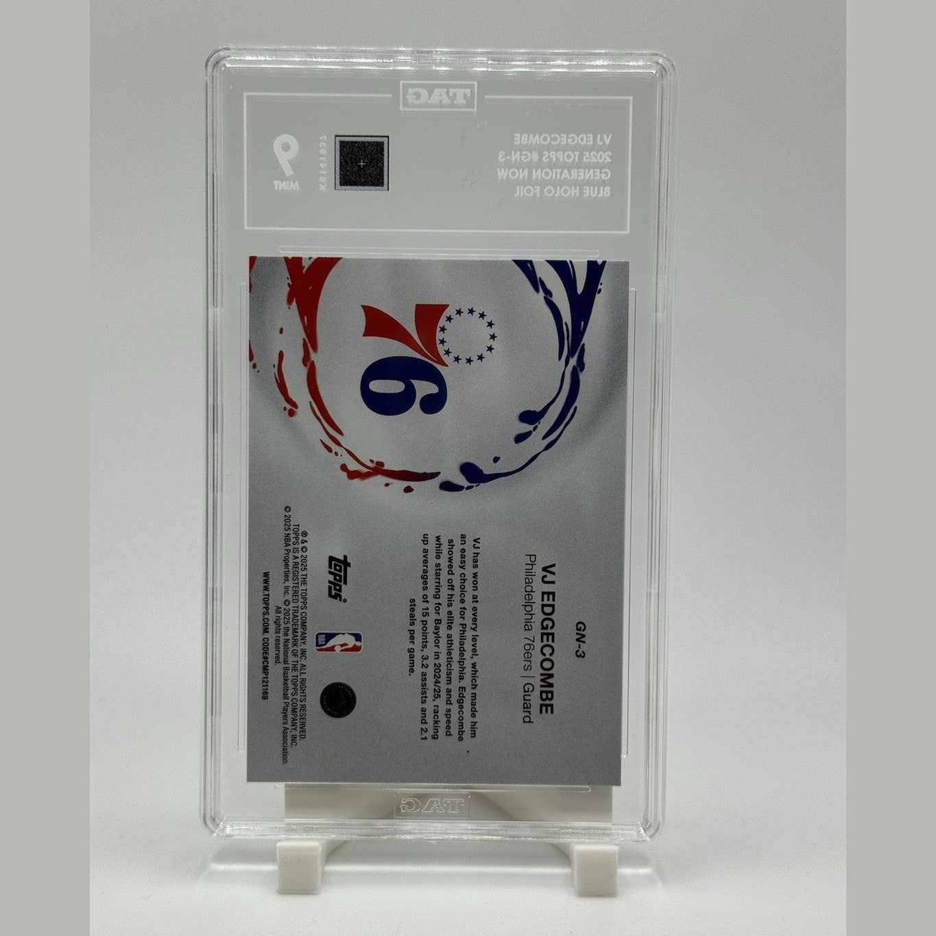 2025-26 Topps VJ Edgecombe RC Blue Holofoil Generation Now /150 #GN-3