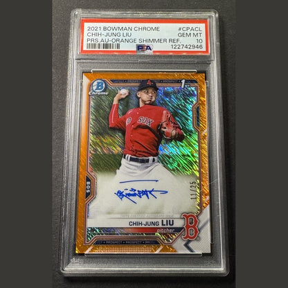 2021 Bowman Chrome Chih-Jung Liu auto orange Shimmer refractor 11/25 PSA 10