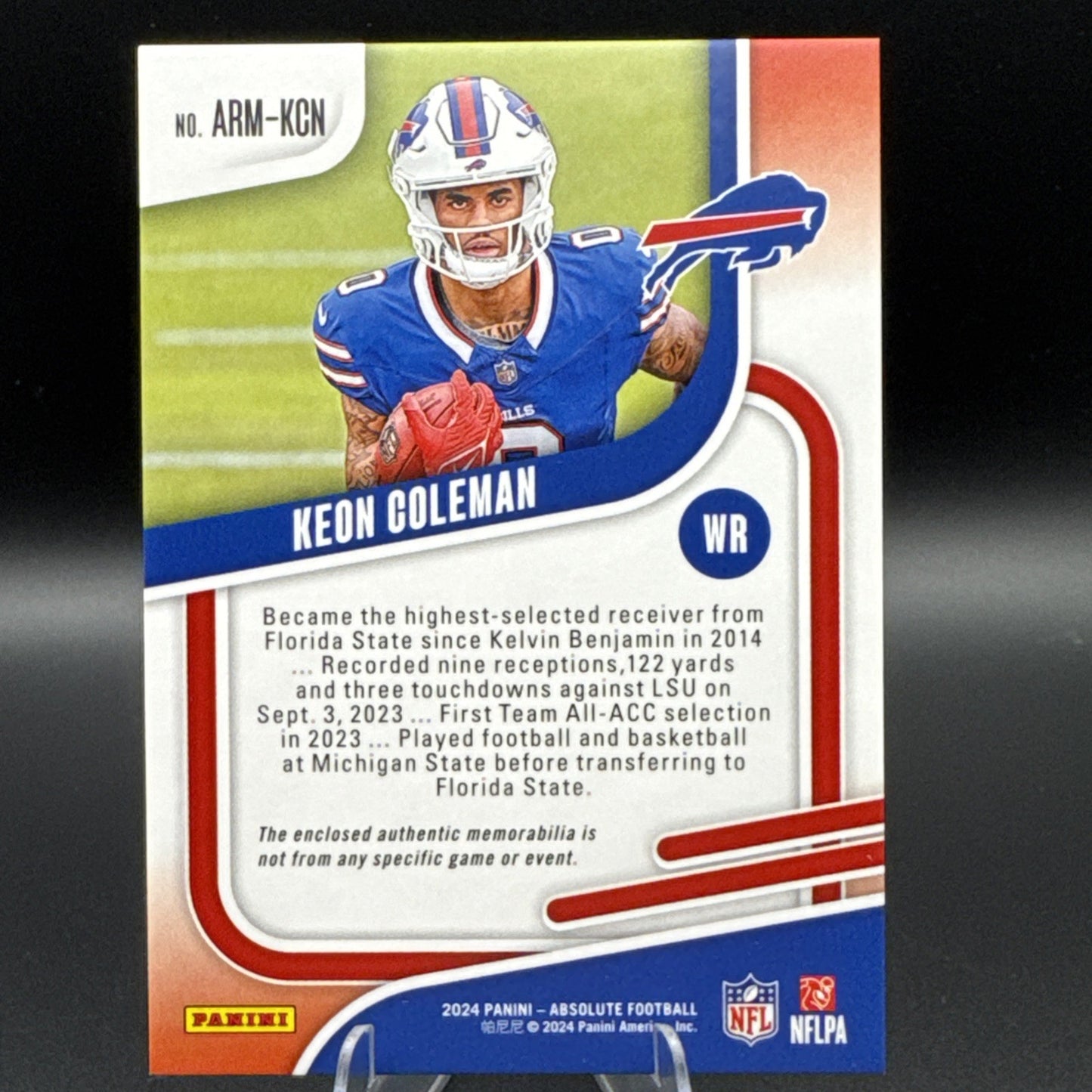 2024 Panini Absolute - Absolute Rookie Materials Keon Coleman #ARM-KCN (MEM, RC)