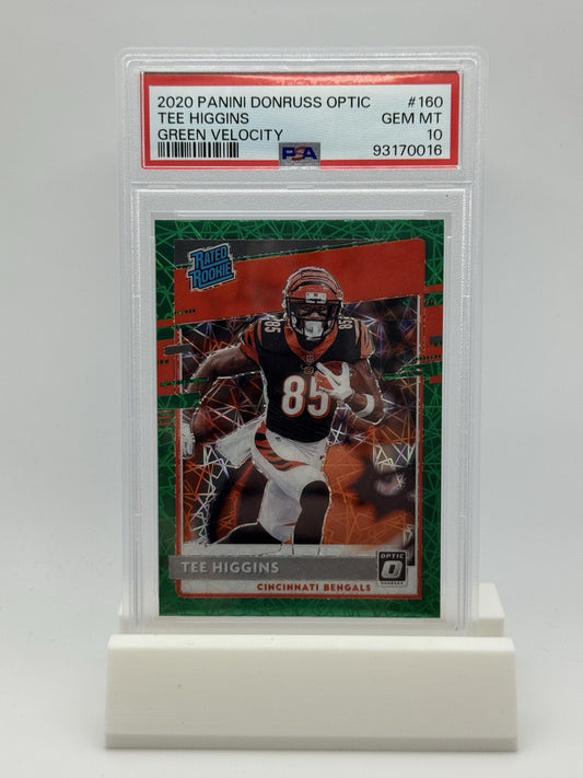 2020 Donruss Optic Rated Rookies Tee Higgins #160 Green Velocity RC PSA 10