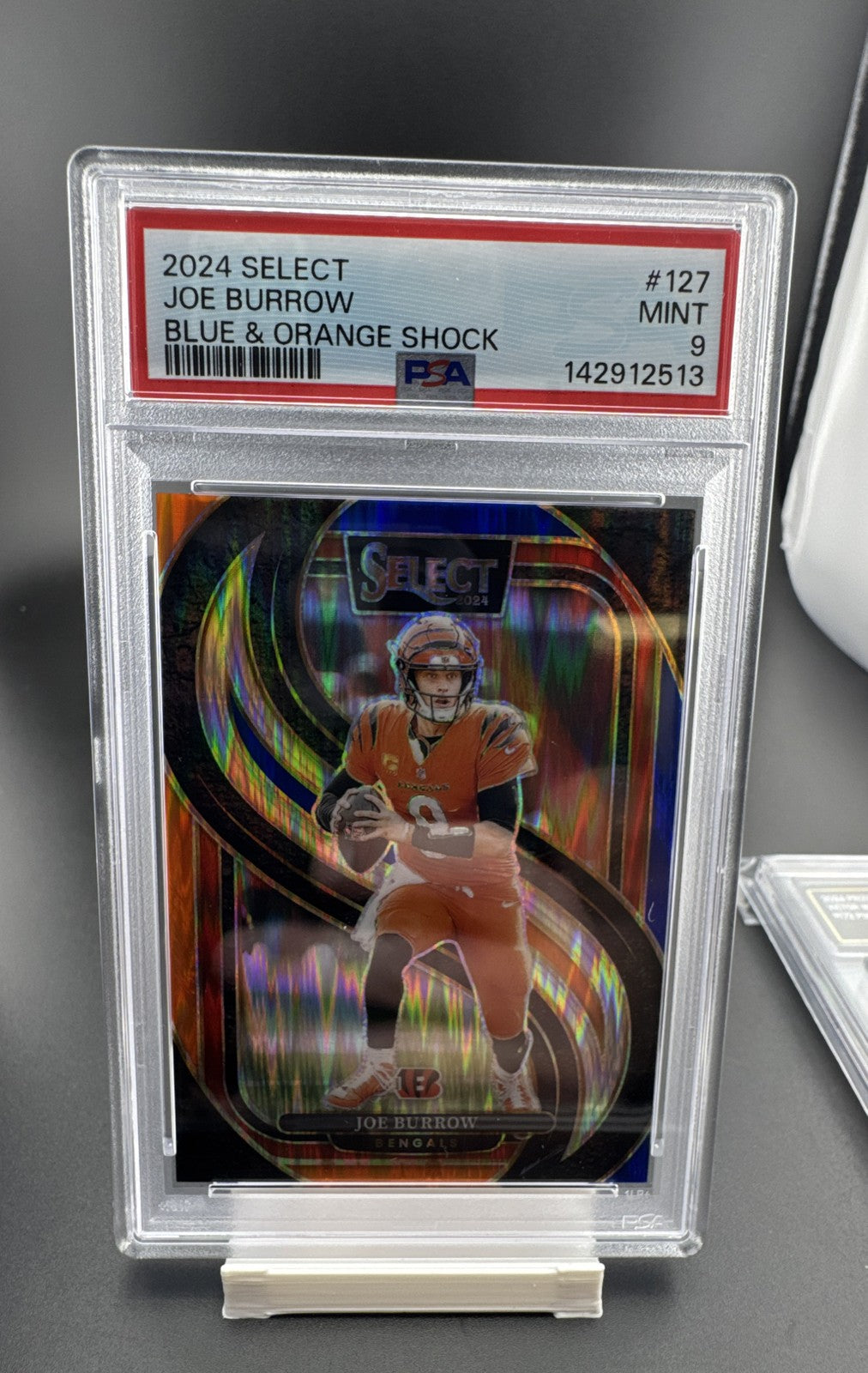 2024 Panini Select - Premier Level Joe Burrow #127 Blue & Orange Shock Prizm /35
