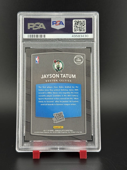 2017-18 Donruss Optic Jason Tatum Red/Yellow Rated Rookie #198 PSA 10