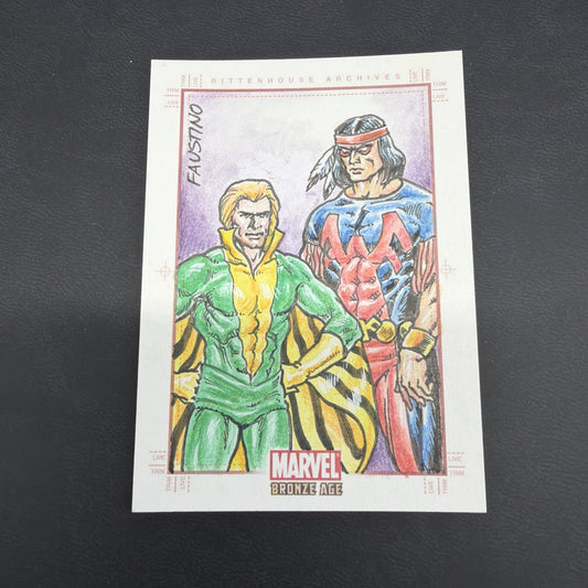 2014 Marvel 75th anniversary rittenhouse Sketch Banshee & Warpath By Faustino