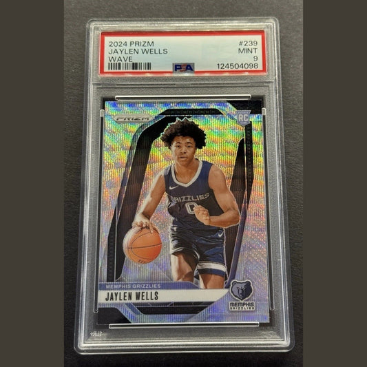 2024-25 Panini Prizm Jaylen Wells #239 Silver Wave RC! Memphis Grizzlies PSA 9