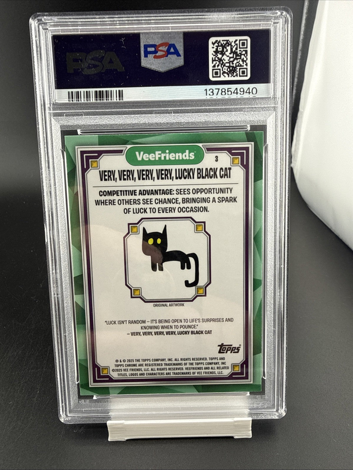 2025 Topps Chrome VeeFriends VVVV Black Cat Yellow Refractor PSA 10
