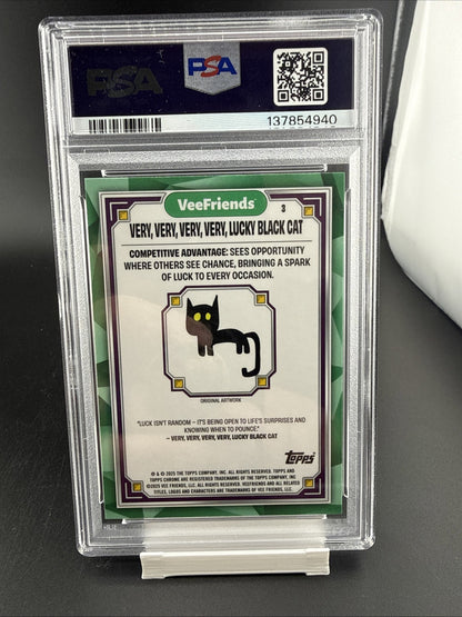 2025 Topps Chrome VeeFriends VVVV Black Cat Yellow Refractor PSA 10