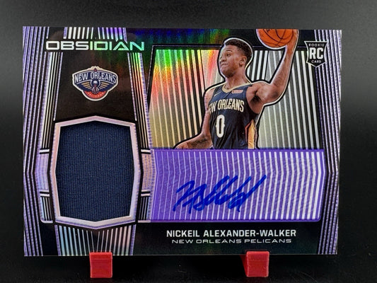 Nickeil Alexander-Walker 2019-20 Panini Obsidian Purple Rookie Patch Auto 11/75