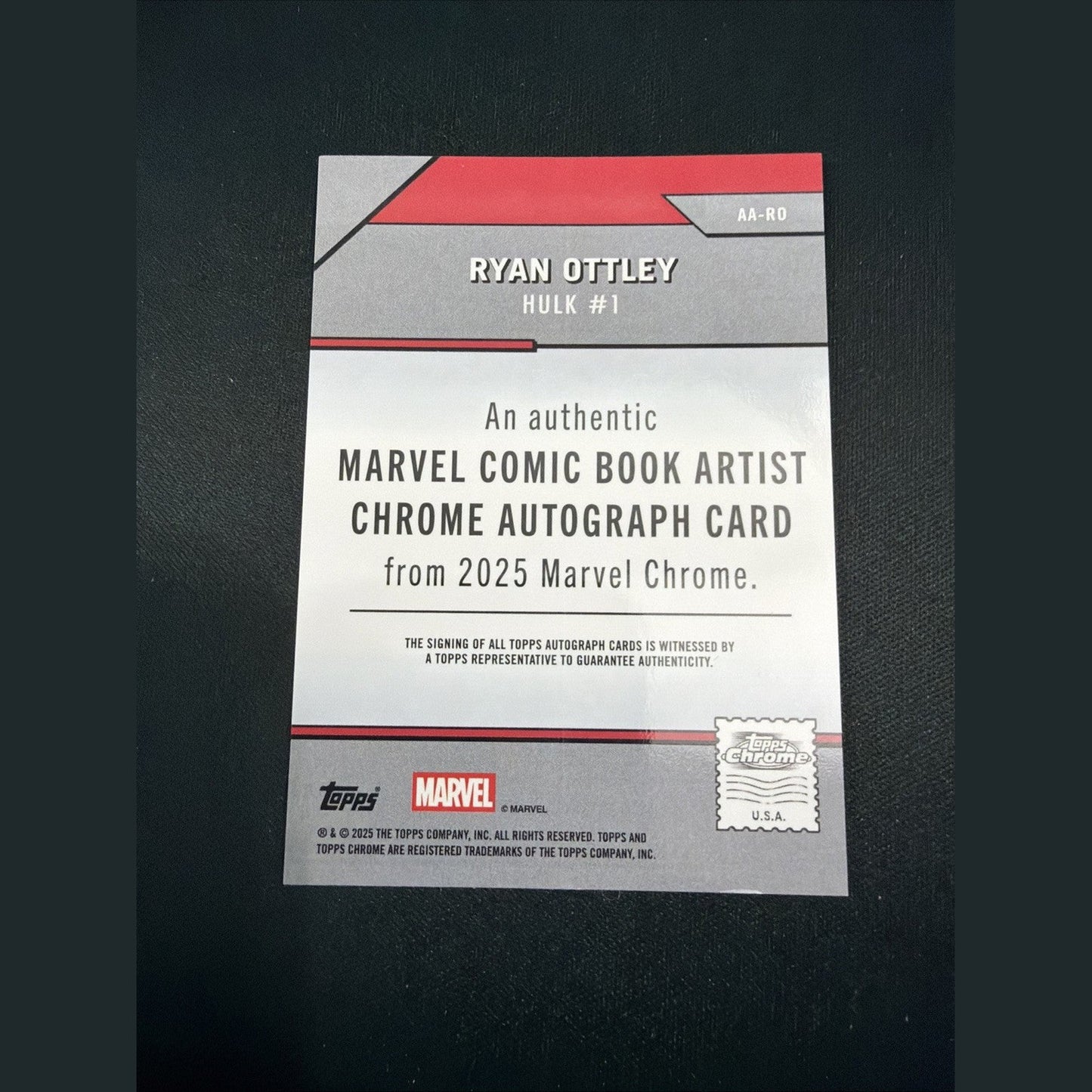 2025 Topps Chrome Marvel Comic Book Artist Autograph Hulk #1 - Ryan Ottley