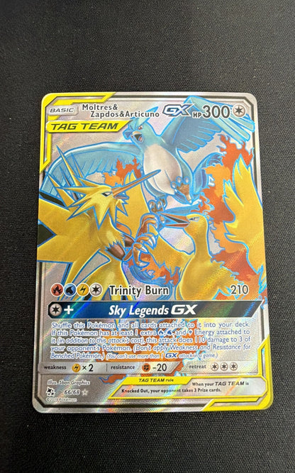 Moltres & Zapdos & Articuno GX (Full Art) 66/68 Hidden Fates Holo