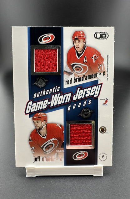 2002-03 Pacific Heads Up - Game-Worn Jersey Quads Ron Francis, Rod Brind'Amour,