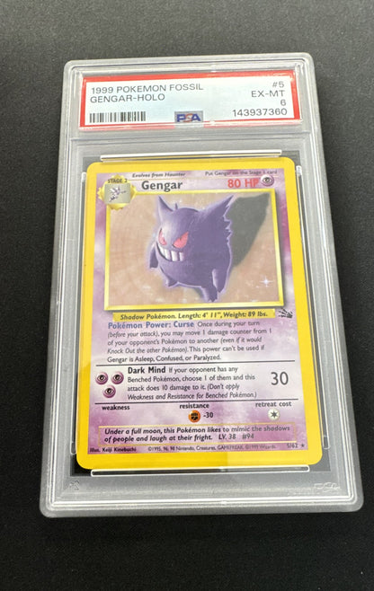 Pokemon Gengar 5/62 Fossil Holo PSA 6