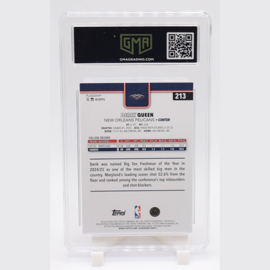 Derik Queen 2025-26 Topps Basketball #213 Victory SSP Pelicans Rookie RC GMA 10