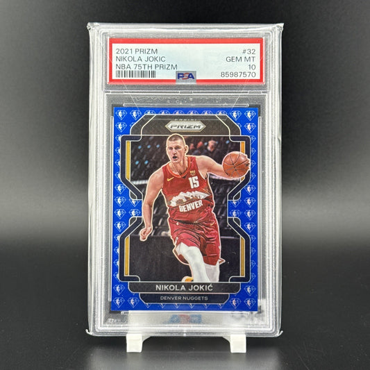 2021 PANINI PRIZM NBA 75th PRIZM #32 NIKOLA JOKIC NUGGETS PSA 10 LOW POP RARE